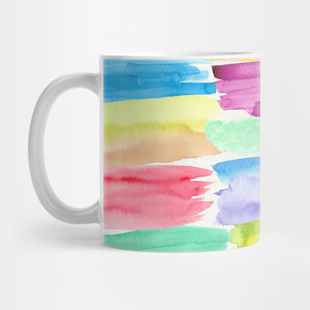 Colorful Watercolor Paint Swatches Brush Strokes Rainbow Abstract Art by anijnas